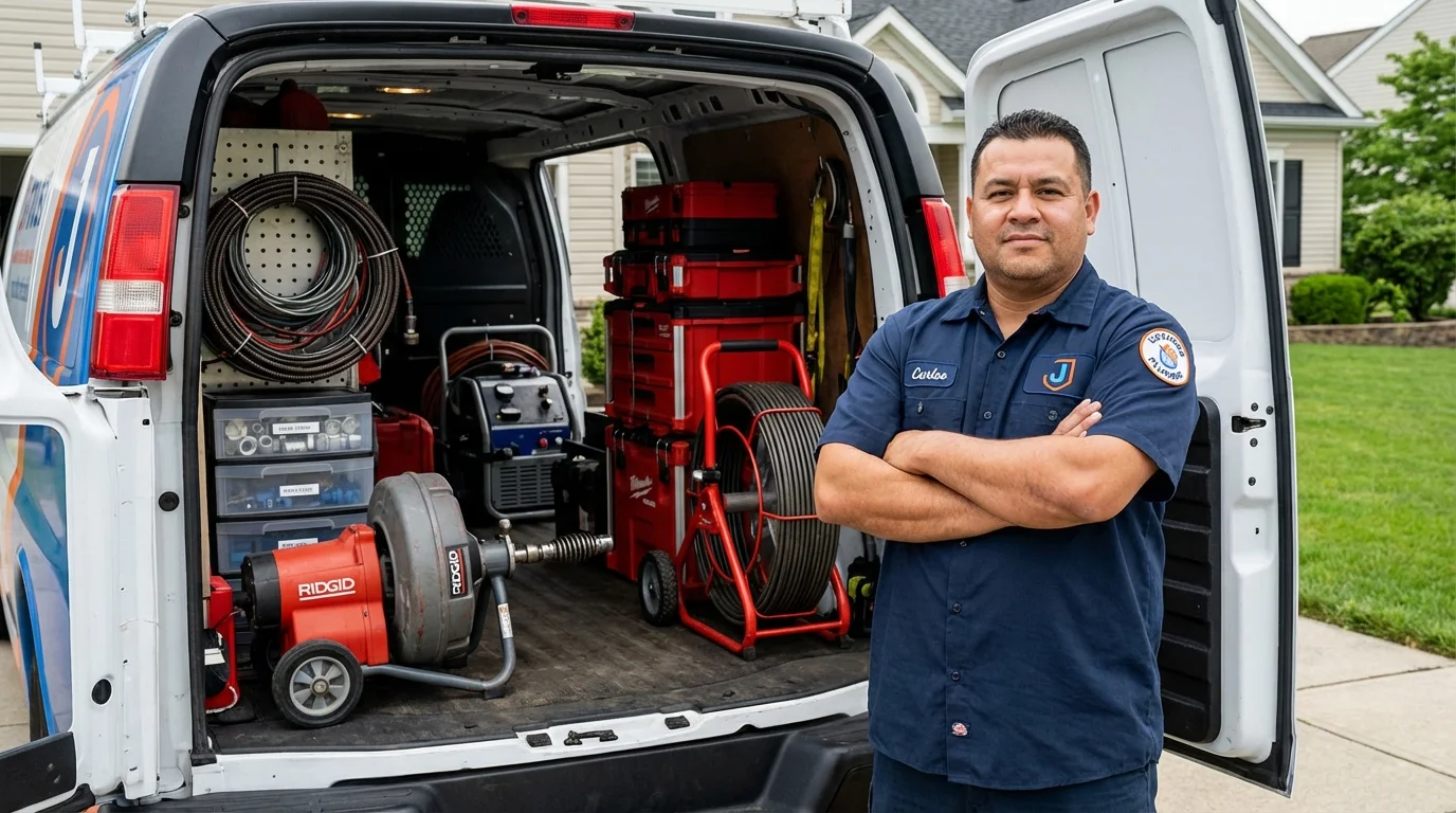 Professional drain cleaning equipment and Johns Plumbing LLC plumber in Cherokee
