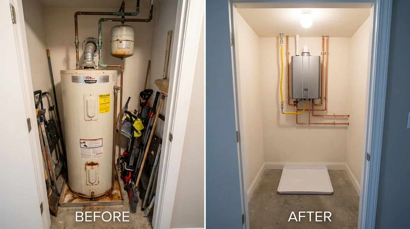 Tank water heater versus wall-mounted tankless unit comparison for Cherokee, OK homeowners